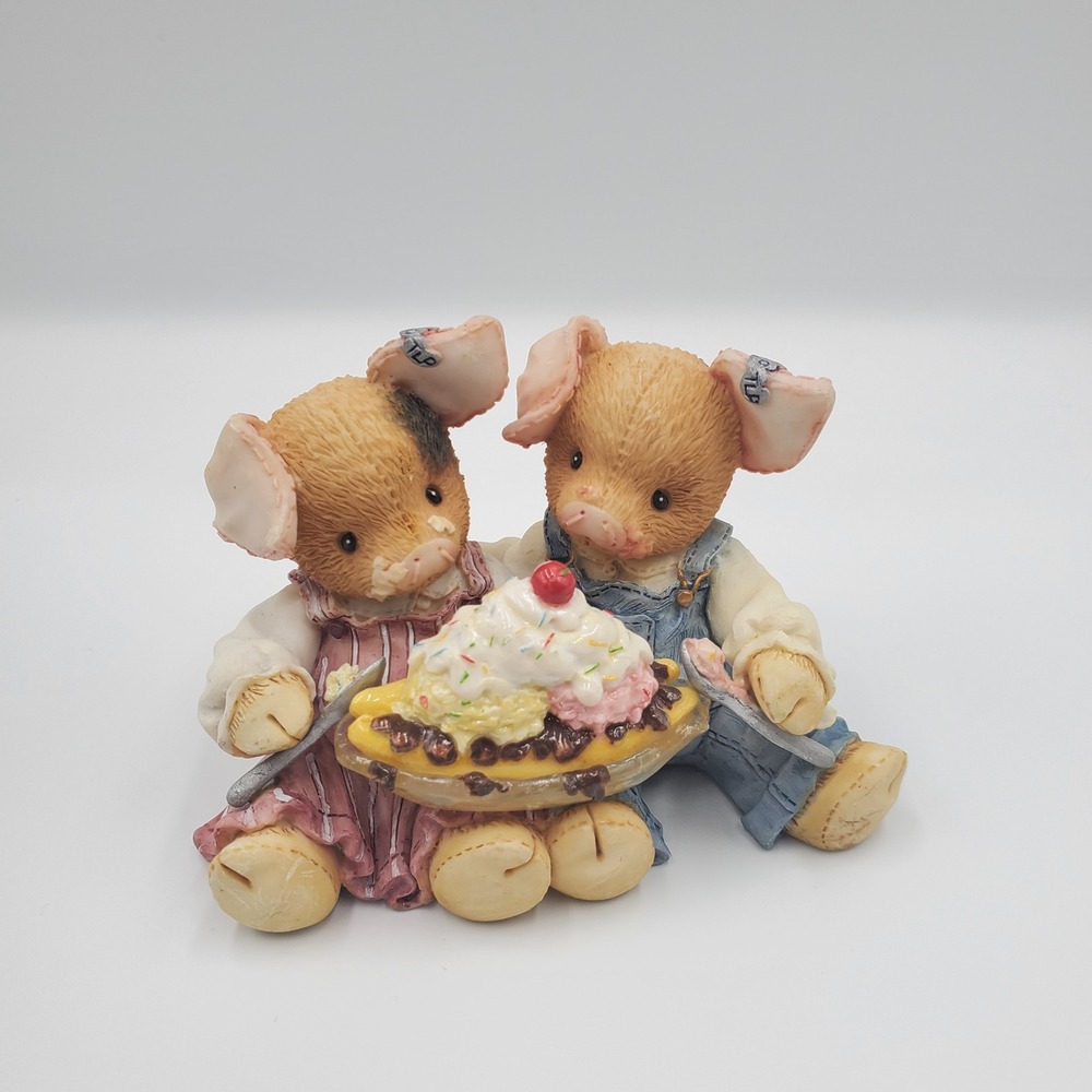 Enesco Love Is Piggin Out With You Pig Couple Ice Cream Sundae Figurine 1996